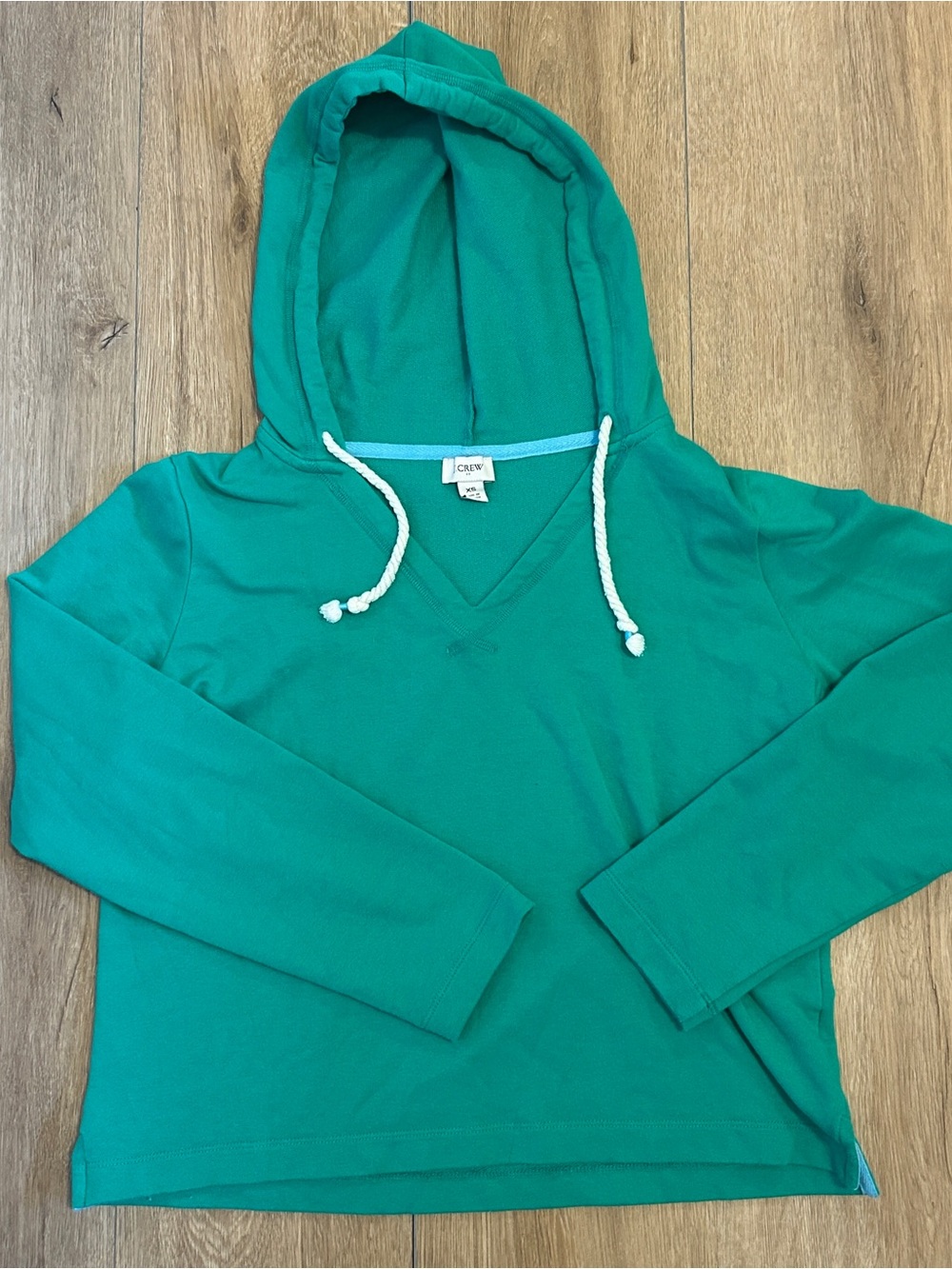 J. Crew Teal V-Neck Hoodie Sweater
